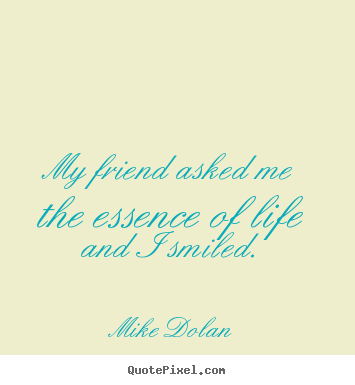 My friend asked me the essence of life and i smiled. Mike Dolan good life quote