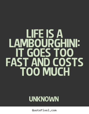 Life quote - Life is a lambourghini: it goes too fast and costs..