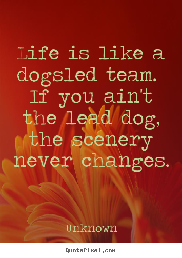 Quotes about life - Life is like a dogsled team. if you ain't..