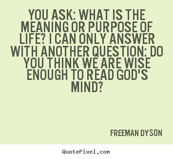 You ask: what is the meaning or purpose of life? i can only answer.. Freeman Dyson  life quote