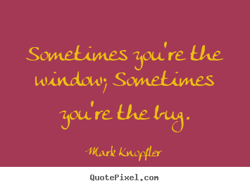 Sometimes you're the window; sometimes you're the bug. Mark Knopfler  life quotes