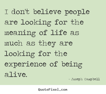 Quotes about life - I don't believe people are looking for the meaning of..