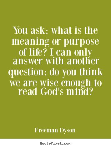 Life quotes - You ask: what is the meaning or purpose of life? i can only answer..