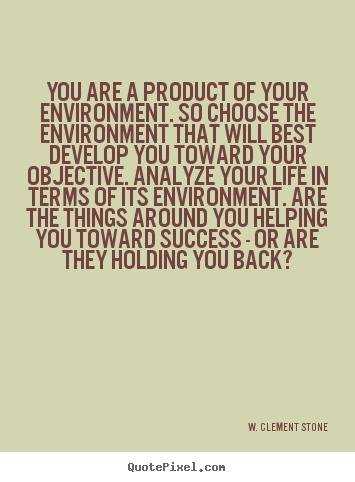 Life sayings - You are a product of your environment. so choose the environment..