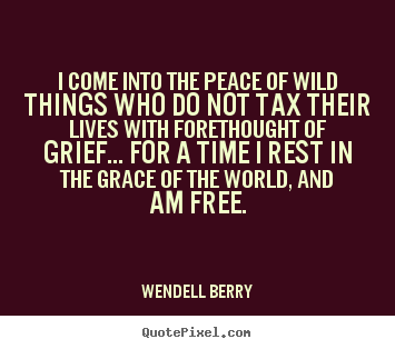 I come into the peace of wild things who do not tax their.. Wendell Berry famous life quotes