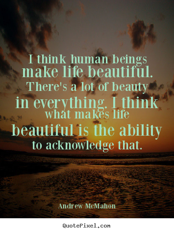 I think human beings make life beautiful. there's a lot of beauty.. Andrew McMahon best life quotes