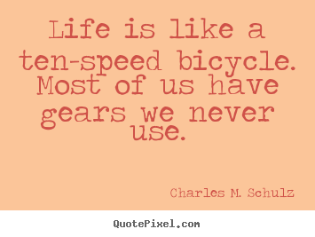 How to make picture quote about life - Life is like a ten-speed bicycle. most of us have gears we never..