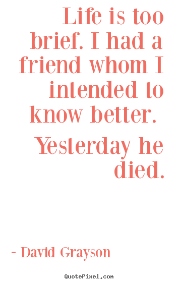 Quote about life - Life is too brief. i had a friend whom i intended to know better...
