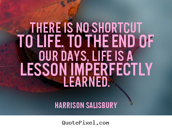 There is no shortcut to life. to the end of our days, life.. Harrison Salisbury popular life quote