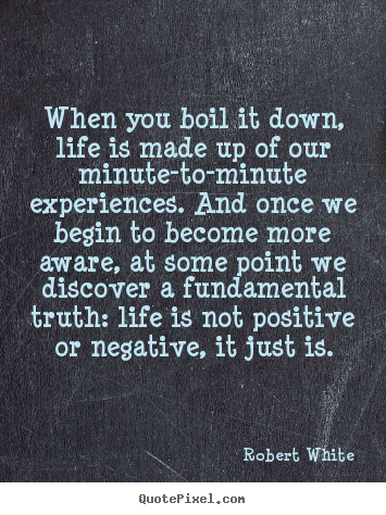 When you boil it down, life is made up of our minute-to-minute experiences... Robert White popular life quotes