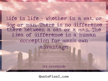 Sri Aurobindo picture sayings - Life is life - whether in a cat, or dog or man. there is no difference.. - Life quotes