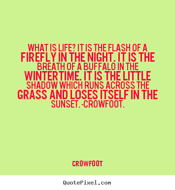 Crowfoot picture quotes - What is life? it is the flash of a firefly in the night. it is the breath.. - Life quotes