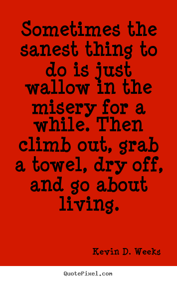 Create graphic poster quotes about life - Sometimes the sanest thing to do is just wallow in the misery for..