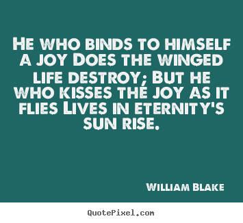 How to make picture quotes about life - He who binds to himself a joy does the winged life destroy; but..