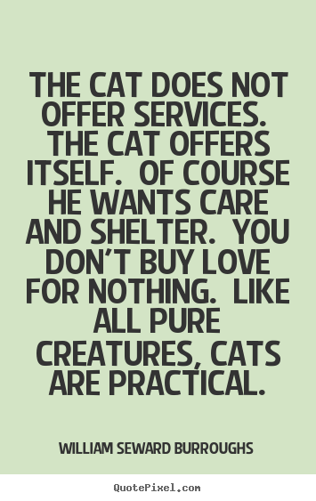 William Seward Burroughs picture quote - The cat does not offer services. the cat offers itself. of course.. - Love sayings