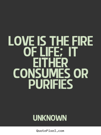 Unknown image sayings - Love is the fire of life;  it either consumes or purifies - Love quote