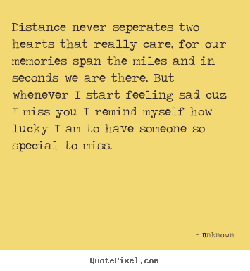 Make personalized image quotes about love - Distance never seperates two hearts that really care, for our..