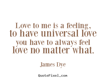 Love to me is a feeling, to have universal love you have.. James Dye good love quote