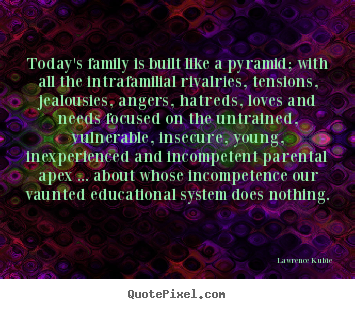 Lawrence Kubie picture quotes - Today's family is built like a pyramid; with all the intrafamilial.. - Love quote