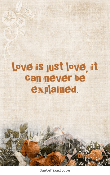 Quote about love - Love is just love, it can never be explained.
