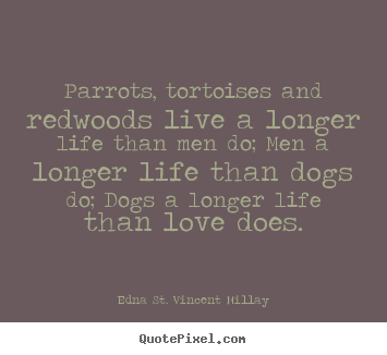 Parrots, tortoises and redwoods live a longer life.. Edna St. Vincent Millay great love quotes