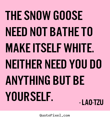 Lao-Tzu picture quotes - The snow goose need not bathe to make itself white... - Love quotes
