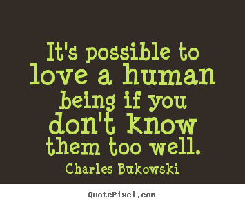 Quotes about love - It's possible to love a human being if you don't know them..