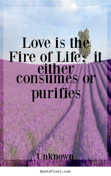 Quotes about love - Love is the fire of life; it either consumes..