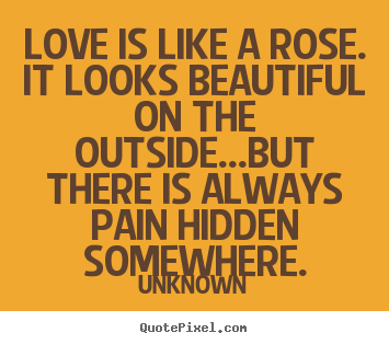 Quote about love - Love is like a rose. it looks beautiful on the outside...but there..