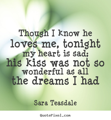 Quote about love - Though i know he loves me, tonight my heart is..