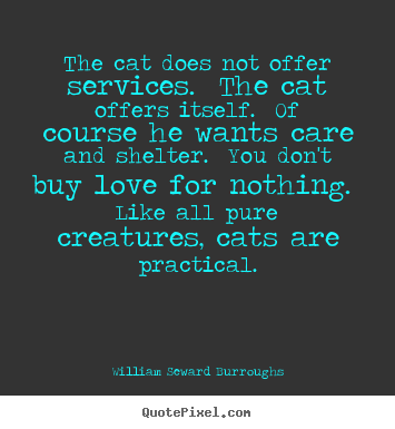 Design custom picture quote about love - The cat does not offer services. the cat offers itself. of course he wants..
