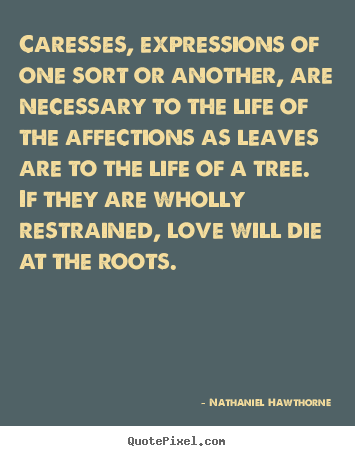 Nathaniel Hawthorne poster quotes - Caresses, expressions of one sort or another, are necessary to the life.. - Love quotes