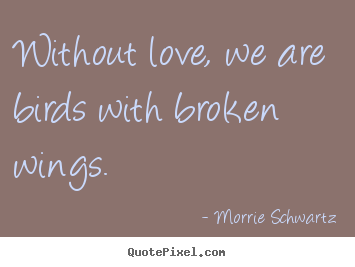 Without love, we are birds with broken wings. Morrie Schwartz best love quotes