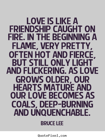 Create your own picture quote about love - Love is like a friendship caught on fire. in the beginning..