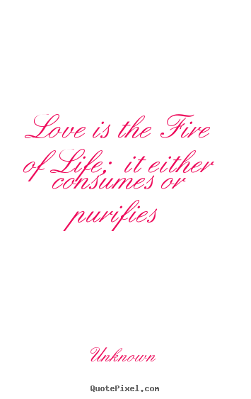 Love is the fire of life; it either consumes or purifies Unknown  love quote