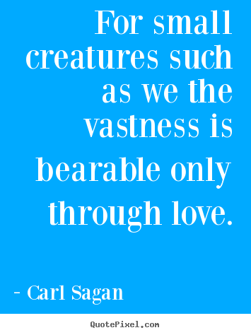 For small creatures such as we the vastness is bearable.. Carl Sagan  love quotes