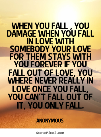 Love quote - When you fall , you damage when you fall in..
