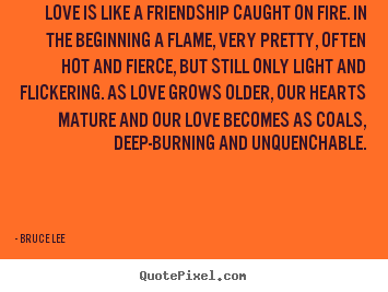 Love is like a friendship caught on fire. in the beginning a flame, very.. Bruce Lee greatest love quotes