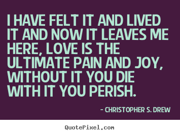 Christopher S. Drew picture quotes - I have felt it and lived it and now it leaves me here,.. - Love sayings