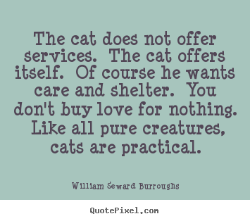 The cat does not offer services. the cat offers itself. of course.. William Seward Burroughs  love quotes