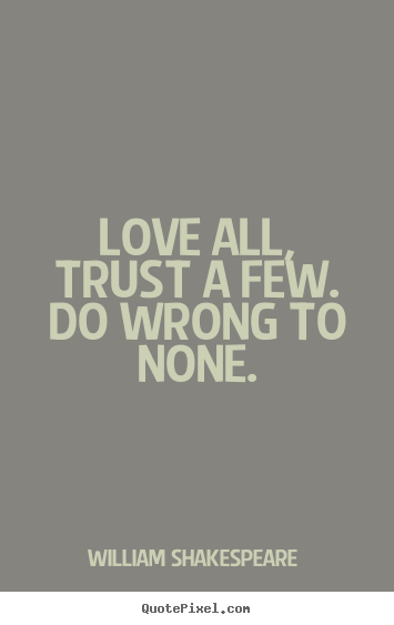 Create graphic picture quotes about love - Love all, trust a few. do wrong to none.