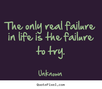The only real failure in life is the failure to try. â€
