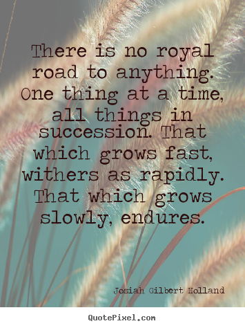 Create graphic picture quotes about success - There is no royal road to anything. one thing at a time,..