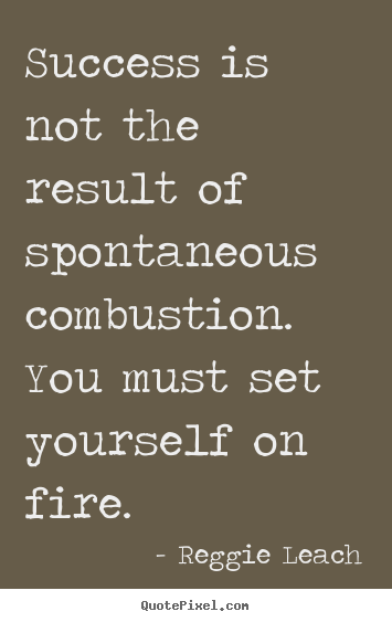 Success quote - Success is not the result of spontaneous combustion...