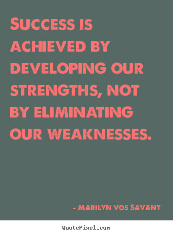 Create poster quotes about success - Success is achieved by developing our strengths, not..