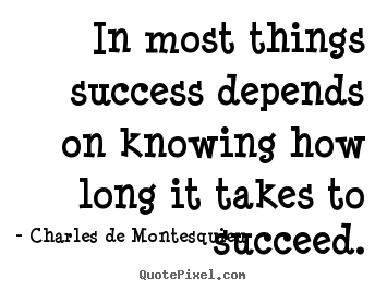 Sayings about success - In most things success depends on knowing how long it takes..