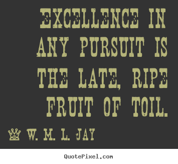 W. M. L. Jay picture quotes - Excellence in any pursuit is the late, ripe.. - Success sayings