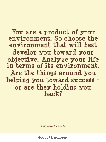W. Clement Stone picture quotes - You are a product of your environment. so choose the environment that.. - Success sayings