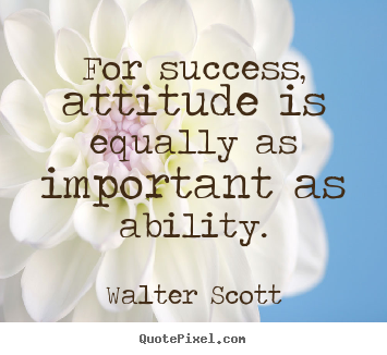 Quote about success - For success, attitude is equally as important as ability.