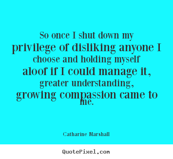 Catharine Marshall poster quote - So once i shut down my privilege of disliking anyone i choose.. - Success quote
